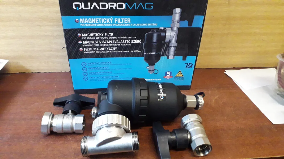 Kotle+ klimatizácie Magnetický filter pre ÚK a chladenie Quadro Mag ¾“ 3 sady po 75€
